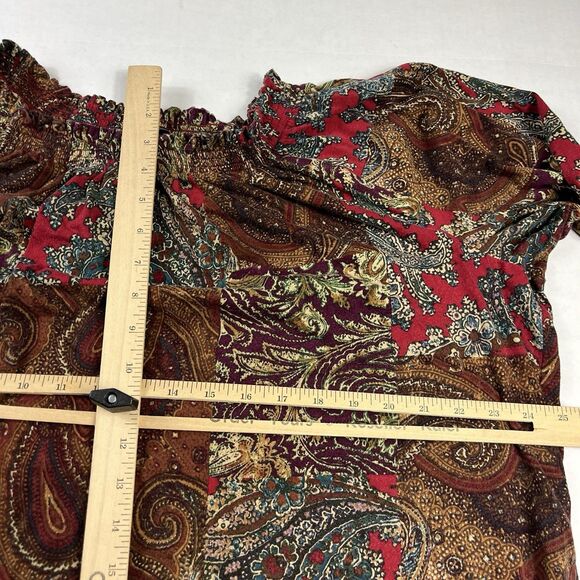 Chaps Womens Smocked Top Paisley Patchwork 3/4 Sleeve Casual Boho Shirt Size 3X - Picture 8 of 11